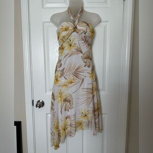 Ruby Rox White Floral Asymmetrical Halter Dress